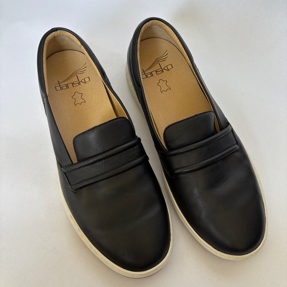 Dansko womens black leather Josephine slip on round toe casual loafers size 41 - Picture 2 of 10